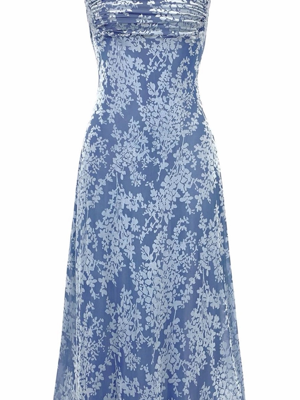 Blue Floral Strapless Maxi Dress